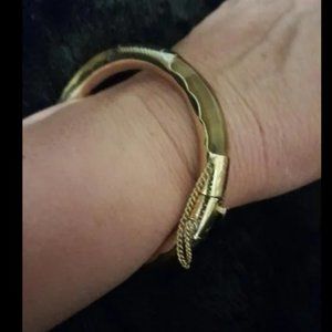 Vintage Gemstone Gold Bangle Bracelet Tiger Eye